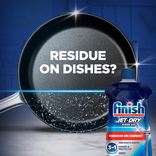 Finish Jet-Dry Dishwasher Rinse Aid, Compatible With Dishwasher Detergent, Prevents Spots & Residues, Dries, Shine & Protects, 8.45 Oz, 80 Washes