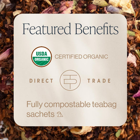 Rishi Tea Bergamot Rose Herbal Tea - Organic, Caffeine Free Sachet Tea Bags, Floral And Citrus Botanical Blend - 15 Count (Pack Of 6)