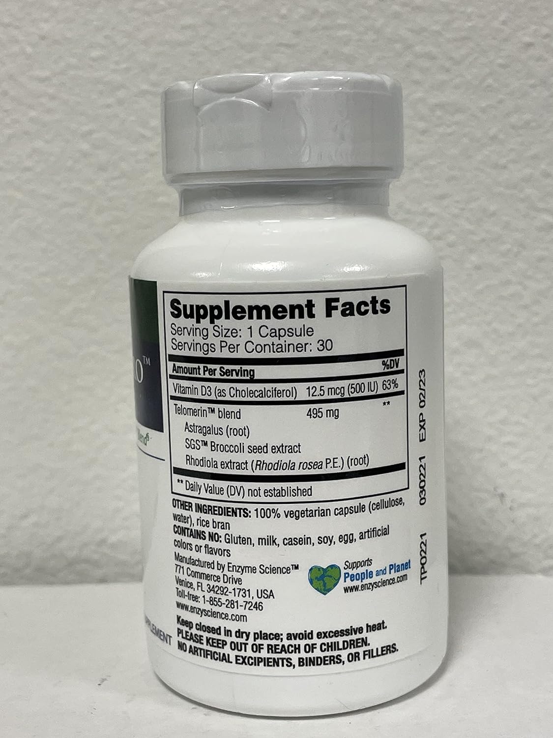 Enzyme Science Telomere Pro, 30 Capsules – Supports Cellular Health, Energy Production, and Healthy Aging – Formulated with Vitamin D3, Rhodiola, and Astragalus – Natural Telomerase Supplement : Health & Household