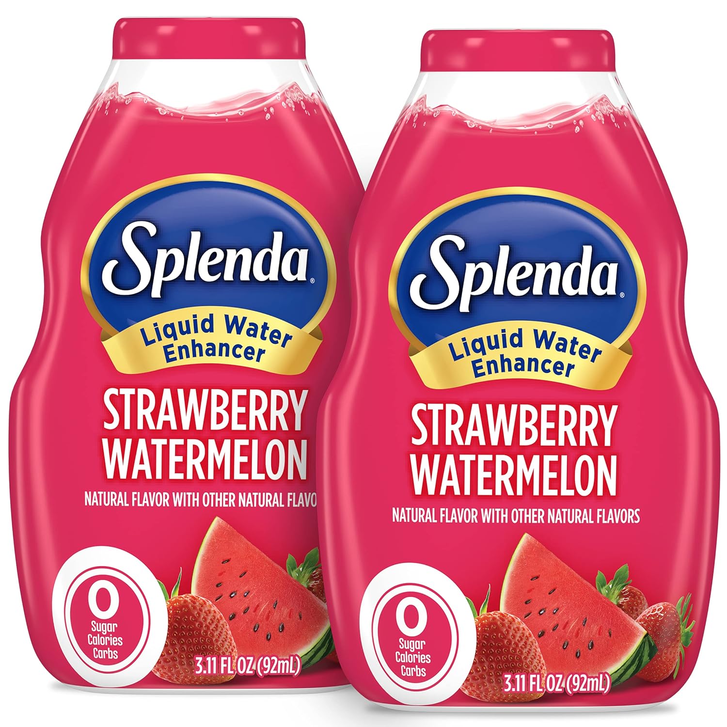 Splenda Liquid Water Enhancer Drops, Sugar Free, Zero Calorie, Natural Flavor, Concentrated Drink Mix, 3.11 Fl Oz Each Bottle (Strawberry Watermelon, 2 Pack)