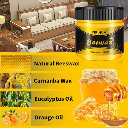 PIPIHUA Beeswax Polish and Conditioner for Wood Furniture - Waterproof & Repair Wax, Multipurpose Wood Cleaner and Furniture Polish (2 x 100g with 4 Sponges)