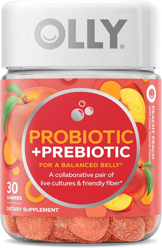 OLLY Probiotic + Prebiotic Gummy, Peach, 30 Count, 360 Count, (Pack of 12) : Health & Household