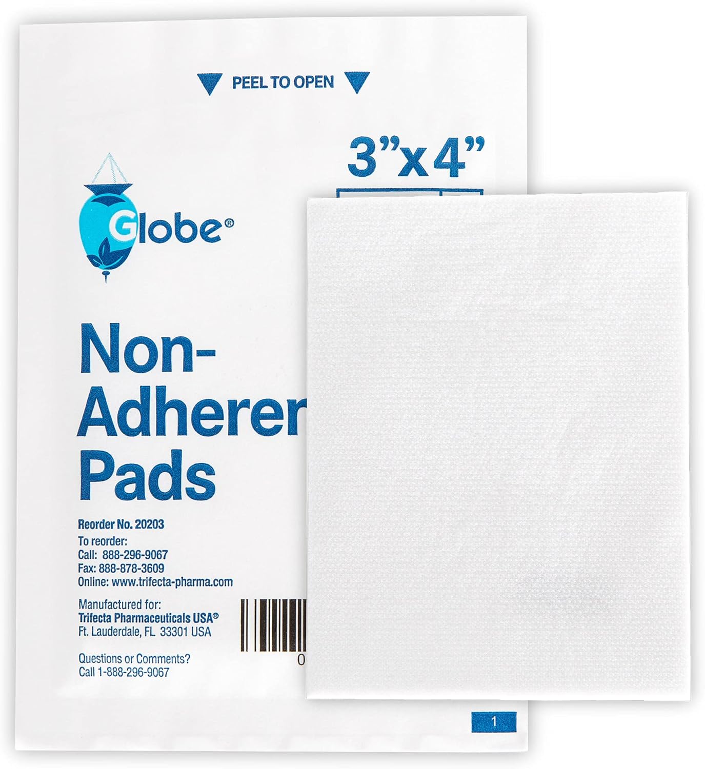 Globe Advanced Sterile Non-Adherent Pads| 100-Pack, 3” x 4”| Non-Adhesive Wound Dressing| Highly Absorbent & Non-Stick, Painless Removal-Switch| Individually Wrapped for Extra Protection (3 x 4) : Health & Household