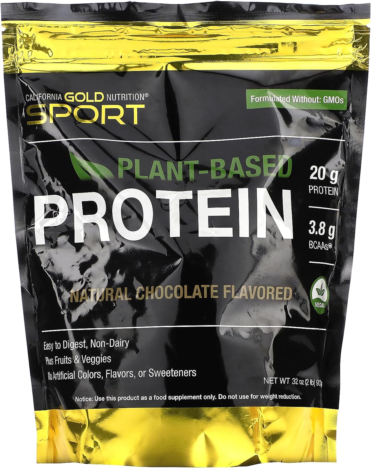 California Gold Nutrition Chocolate Plant-Based Protein, Vegan, Easy t