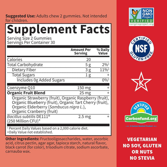 Coq10 Gummies 150 Mg, Coenzyme Q10 For Heart Health, Energy Production & Healthy Aging + Prebiotics & Probiotics For Digestion, Vitamin Code Non-Gmo, Gluten-Free, 60 Strawberry Gummies, 30 Day Supply