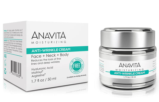 Anavita Moisturizing Anti Wrinkle Anti Aging Cream W/Peptide & Hyaluronic Acid - Day Night - Facial Fine Lines Wrinkles Elasticity Skin Tone - Face Neck Decollete Moisturizer For Women Men 1.7 Fl Oz