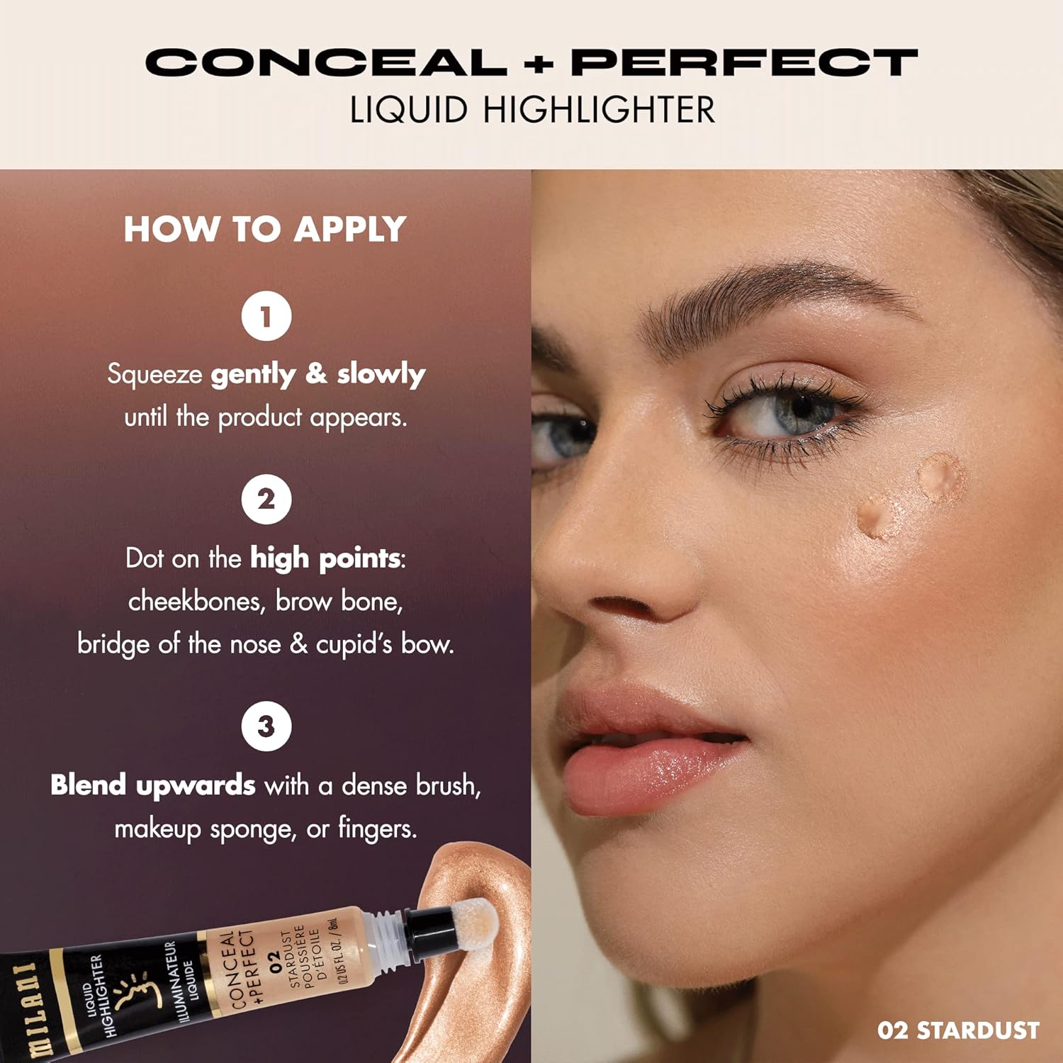 Milani Conceal + Perfect Liquid Highlighter For Added Glow, Face Lift Collection - Lunar : Beauty & Personal Care