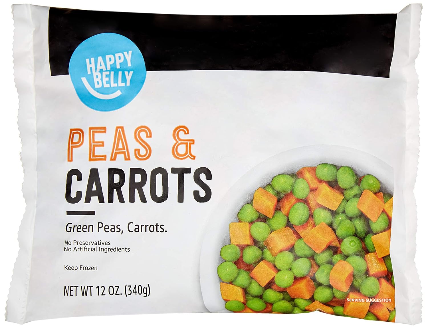 Amazon Brand - Happy Belly Frozen Peas And Carrot, Regular Cut, 12 Ounce (Pack Of 1)