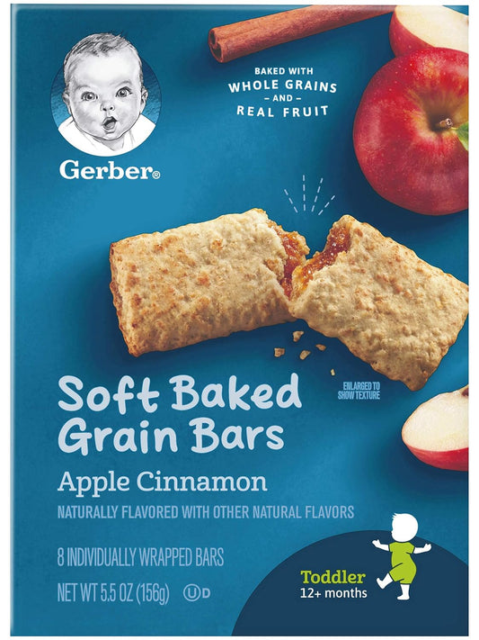 Gerber Soft Baked Grain Bars Variety Pack, 1 Apple Cinnamon, 1 Strawberry Banana, 2 CT