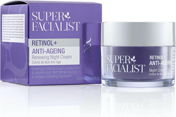 Super Facialist Retinol+ Anti-Ageing Night Cream - Face Cream With Retinol & Hyaluronic Acid For Fine Lines & Wrinkles, Vegan Friendly Anti Ageing Face Cream For Smooth Skin, 50Ml