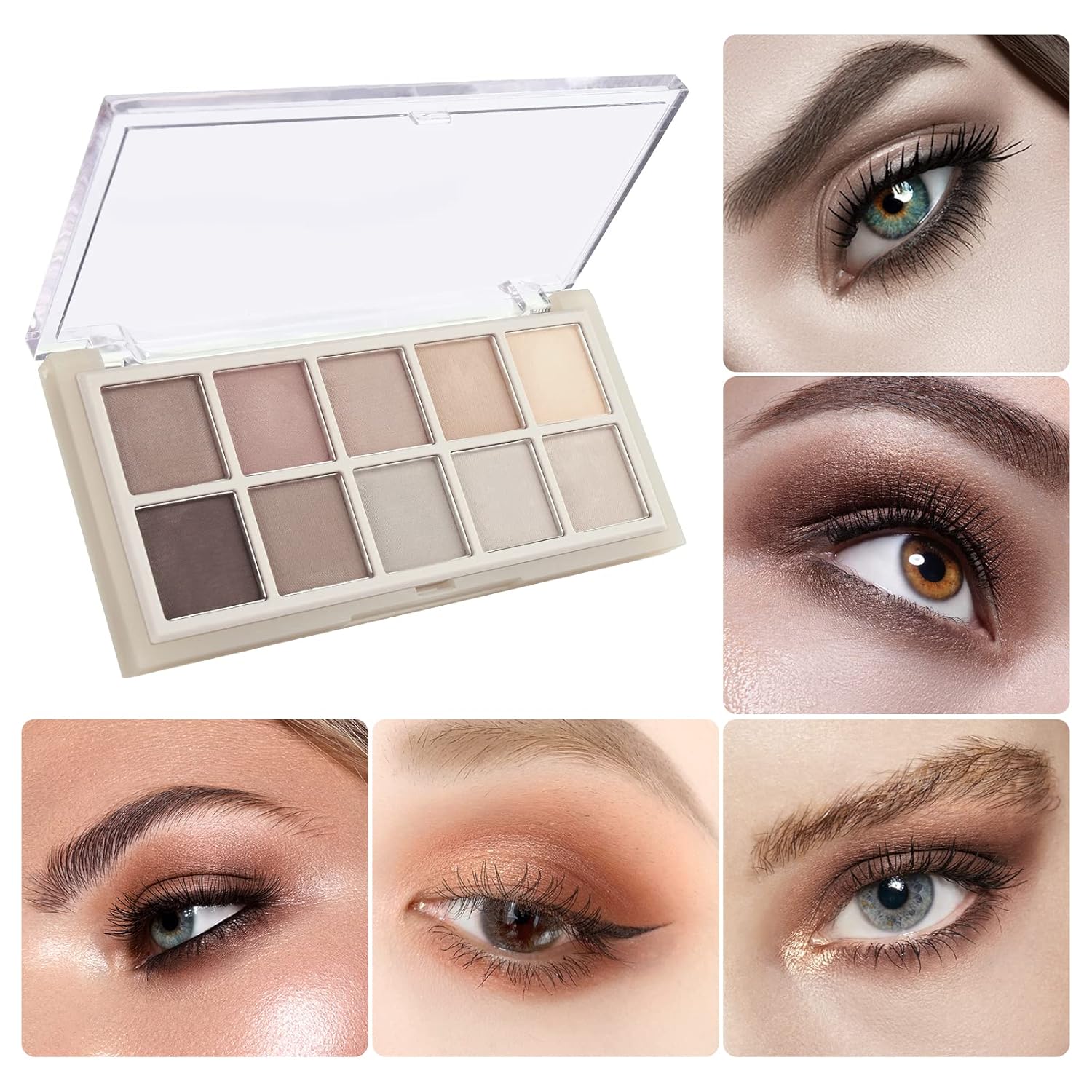 Kyda 10-Color Neutral Taupe Matte Eyeshadow Palette - High Pigmented Nude Brown & Smokey Grey Shades : Beauty & Personal Care