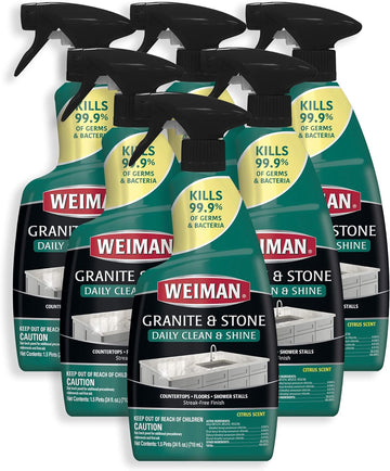 Weiman Granite Disinfectant Cleaner and Polish - 24 Ounce [6 Pack] Safely Clean Disinfect and Shine Granite Marble Soapstone Quartz Quartzite Slate Limestone Corian Laminate Tile Countertop and More