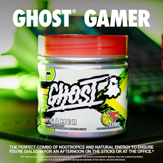 Ghost Gamer Energy And Focus Support Formula, Faze Clan Faze Up - 40 Servings - Nootropics & Natural Caffeine For Attention, Accuracy & Reaction Time - Sugar, Soy & Gluten Free, Vegan