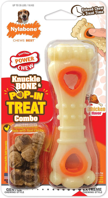 Nylabone Power Chew Souper Bone Pop-In Treat Toy With Treat Refills, Treat Dispensing Toys For Dogs, Durable Treat Pouch, Chicken Flavor, Medium/Wolf - Up To 35 Lbs. (1 Count)