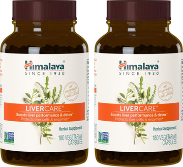 Himalaya Livercare Herbal Supplement, Liver Cleanse Formula, Liver Support, Bile Production, Eliminates Waste, Vegan, Non-Gmo, Herbal Blend Formula, 375 Mg, 180 Capsules, 2 Pack, 180 Day Supply