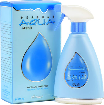 Aqua Afrah Air Fresheners - 375Ml(12.7 Oz) | Aromatic Essential Oil Spray | Fresh Blend Of Lemon, Black Currant, Woody, Musk | Long Lasting Room Fragrance | By Rasasi (Afrah)