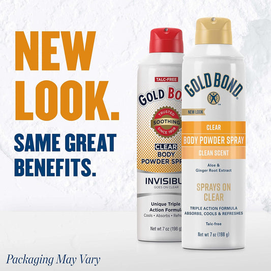 Gold Bond No Mess Clear Invisible Body Powder Spray, 7 Oz., Absorbs Odor-Causing Sweat