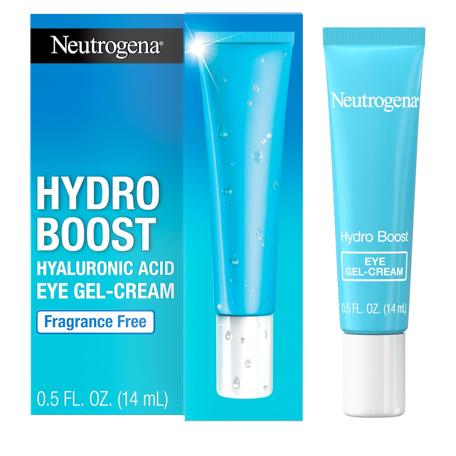 Neutrogena Hydro Boost Hyaluronic Acid Eye Gel Cream, Under Eye Cream With Hyaluronic Acid, Fragrance Free, Non-Comedogenic Moisturizer, 0.5 Oz