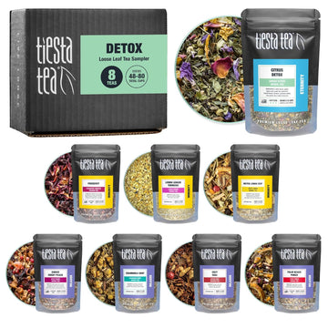 Tiesta Tea - Revitalizing Tea Sampler Dry Flight Set | High To No Caffeine Hot & Iced Tea, Up To 80 Cups | Premium Loose Leaf Tea Sample Set With Green, & Herbal Tea - 8 Resealable Sample Pouches