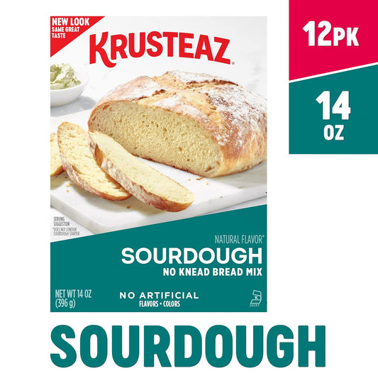 Krusteaz Sourdough Bread Mix, No Knead and Easy To Make, 14-ounce Boxes (Pack of 12)