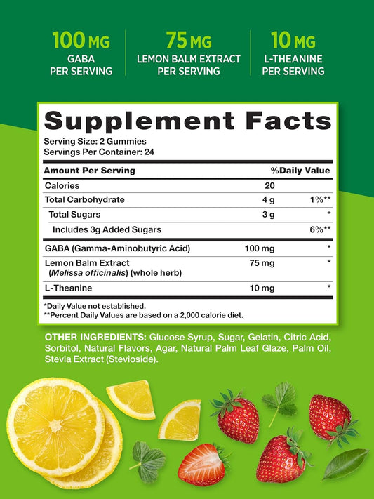 Stress Relief Gummies For Adults | With Gaba, L Theanine And Lemon Balm | Lemon Strawberry Gummies | Non-Gmo, Gluten Free Supplement | By Nature'S Truth