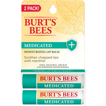 Burt'S Bees Lip Balm Mothers Day Gifts For Mom - Medicated With Eucalyptus Oil And Menthol, Tint-Free, Natural Origin Lip Care, 2 Tubes, 0.15 Oz