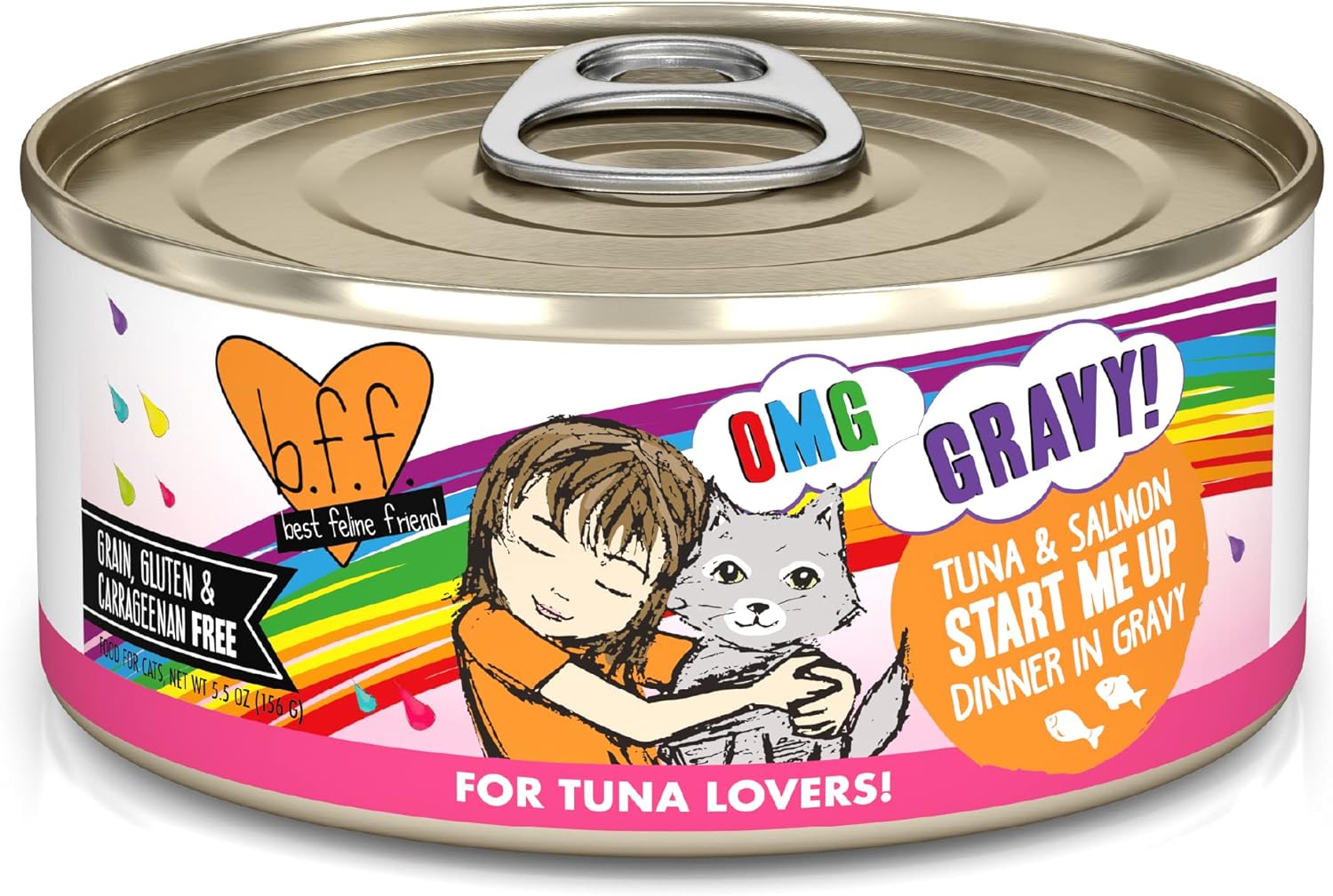 Weruva B.F.F. Omg - Best Feline Friend Oh My Gravy!, Tuna & Salmon Start Me Up With Tuna & Salmon, 5.5Oz Can (Pack Of 8)