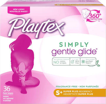 Playtex Simply Gentle Glide Tampons, Super Plus Absorbency, Fragrance-Free - 36ct