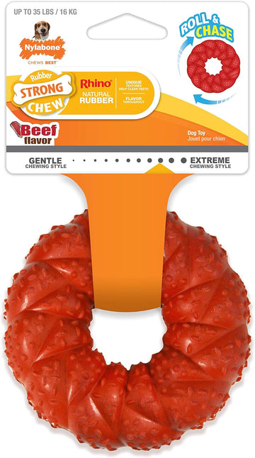 Nylabone Strong Chew Ring Braided Chew Toy For Dogs Beef Medium/Wolf (1 Count)