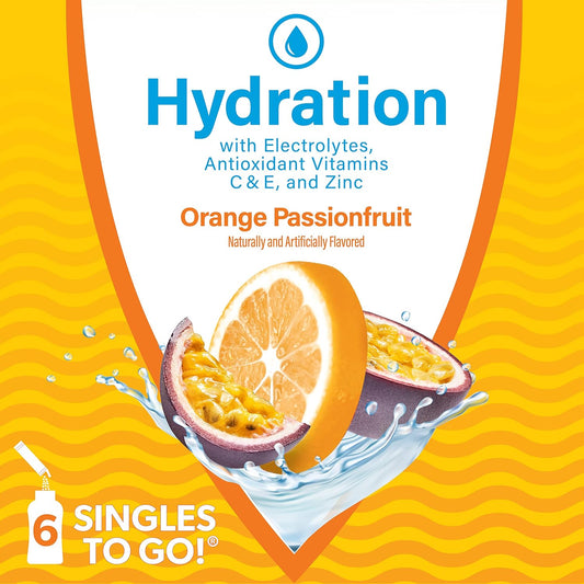 Vitafusion Infusions Hydration Drink Mix, Singles To Go, Orange Passionfruit, 1 Box, 6 Packets Per Box (6 Total Sticks)