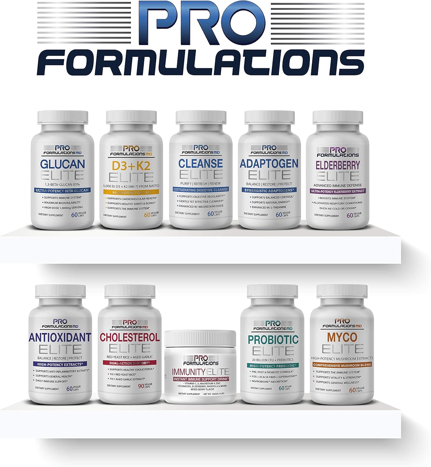 Pro Formulations Md Probiotic Elite – Synbiotic With Fos + Supernatant – 60 Vcaps – Pre, Post & Probiotic Digestive Support With 20 Billion Cfu, Fos, Acacia Fiber & Freeze – Dried Culture Powder : Health & Household