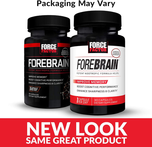 Force Factor Forebrain Nootropic Brain Supplement To Improve Memory, Boost Focus, Increase Mental Energy, And Support Brain Health With Caffeine, Bacopa, And Huperzine A, 30 Capsules
