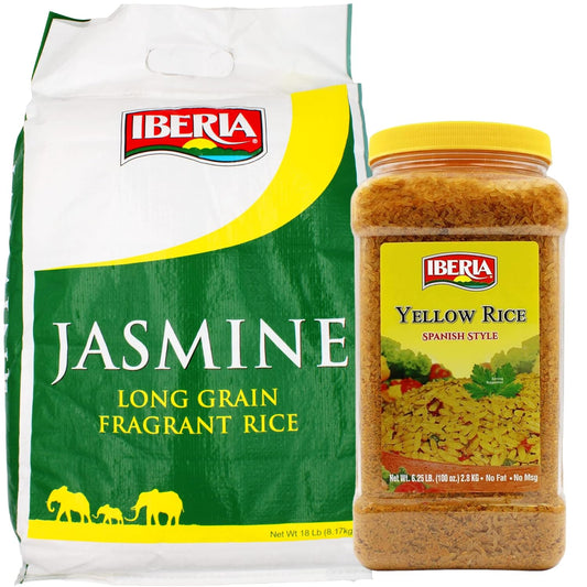 Iberia Bulk Rice Bundle: Iberia Yellow Spanish Rice, 6.25lb. Jumbo Pack and Iberia Jasmine Rice, 18 lb. : Everything Else