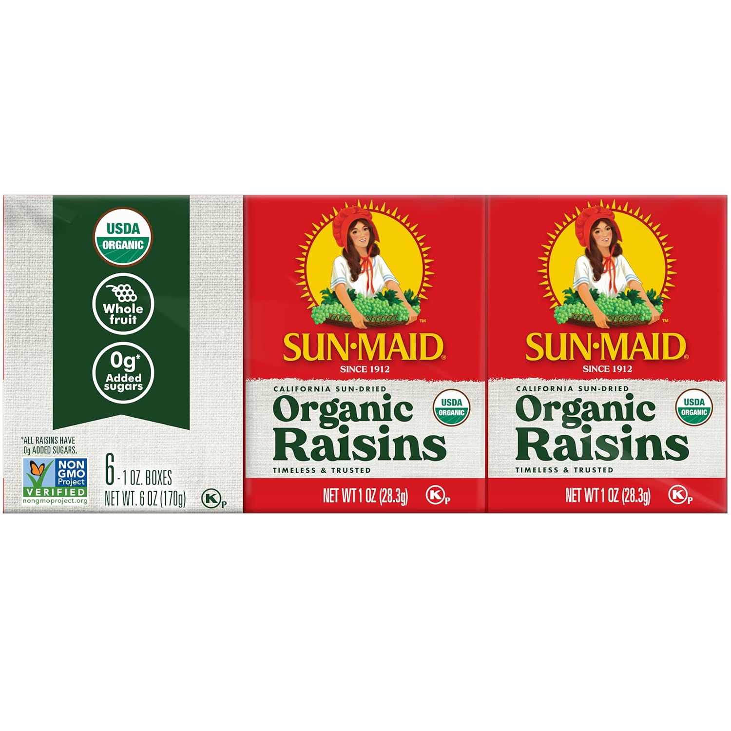 Sun-Maid Organic California Sun-Dried Raisins - (72 Pack) 1 Oz Snack-Size Box - Organic Dried Fruit Snack For Lunches, Snacks, And Natural Sweeteners