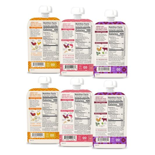 Serenity Kids 7+ Months World Explorers Baby Food Pouches Puree Made With Ethically Sourced Meats & Organic Veggies | 3.5 Ounce Bpa-Free Pouch | World Explorers Intro Pack | 6 Count