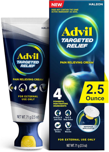 Advil Targeted Relief Pain Relieving Cream with Massage Applicator, Up to 8 Hours of Powerful Relief of Joint Pain, Lower Back Pain and Muscle Pain, 2.5 oz