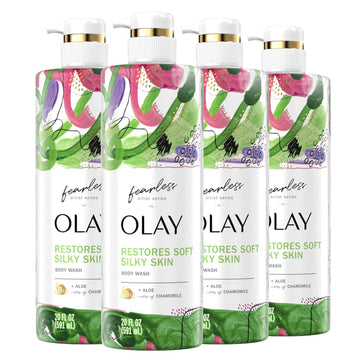 Olay Fearless Moisturizing Body Wash For Women With Smooth Aloe And Notes Of Chamomile Artist Series 20 Fl Oz (Pack Of 4)