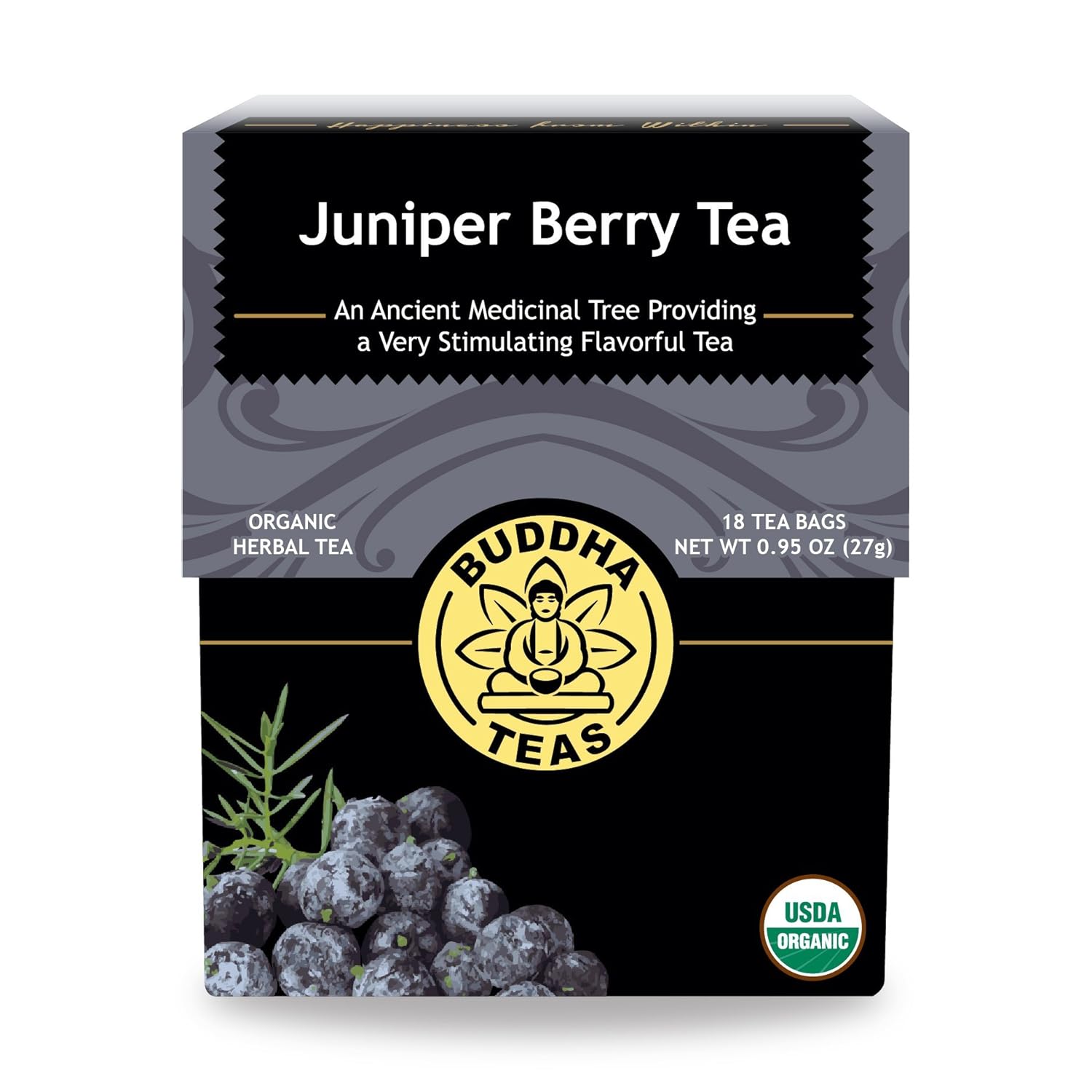 Buddha Teas Organic Juniper Berry Tea - Ou Kosher, Usda Organic, Ccof Organic, 18 Bleach-Free Tea Bags
