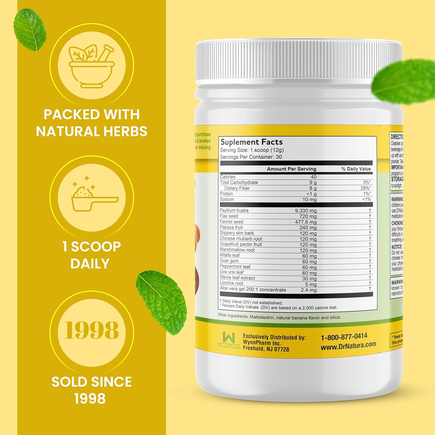 Drnatura Colonix Intestinal Cleanser, All-Natural Daily Fiber, Colon Detox And Cleanse, Supports Healthy Colon, Intestines, Gut, 30 Day Serving, 12.7 Oz. : Health & Household