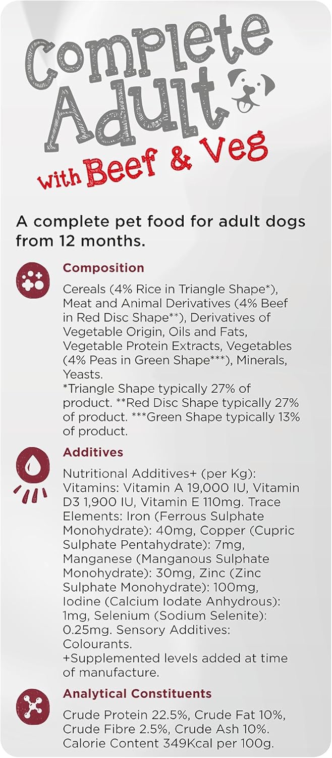 Webbox Complete Dry Dog Food (Adult), Beef and Vegetables - Wholegrain Cereals with Added Calcium and Essential Oils, Made in the UK (4 x 2.5kg Bags) :Pet Supplies