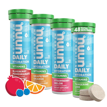 Nuun Hydration Vitamins Electrolyte Tablets + Vitamins, Mixed Fruit, 4 Pack (48 Servings)