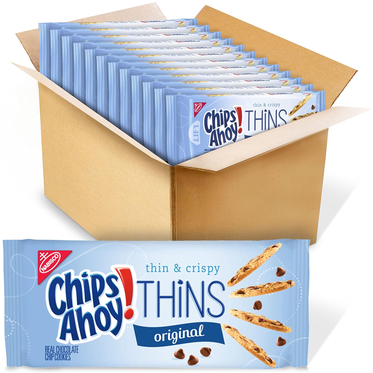 Chips Ahoy! Thins Original Chocolate Chip Cookies, 12 - 7 Oz Packs