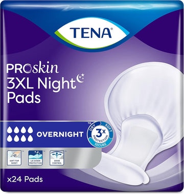 TENA Incontinence Pads, 3XL Plus Size, Overnight Absorbency, for Men & Women, ProSkin - 48 Count : Health & Household