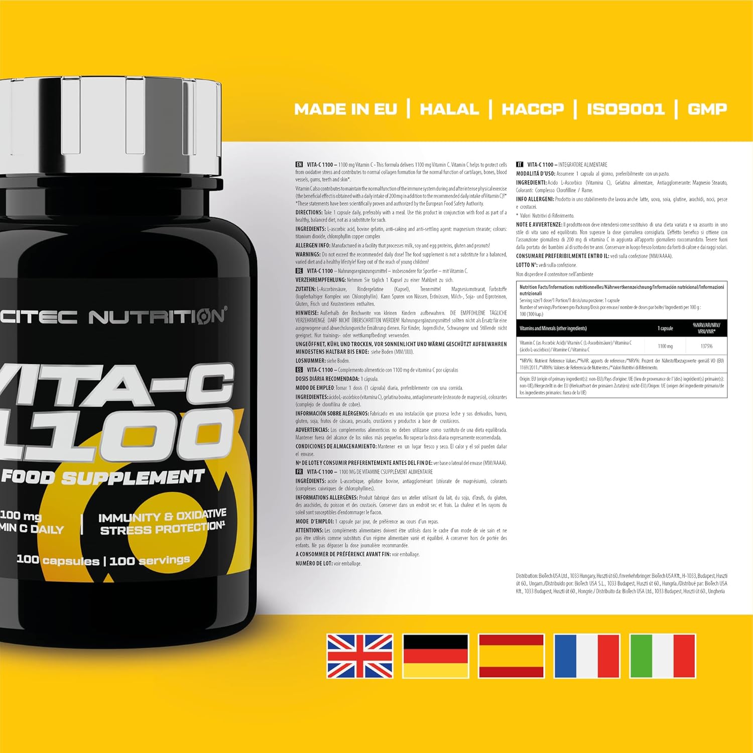 Scitec Nutrition Vita-C 1100 – High Potency Vitamin C – 1100mg – Supports Immune System – Collagen Formation – Antioxidant Defense, 100 Capsules : Amazon.co.uk: Health & Personal Care