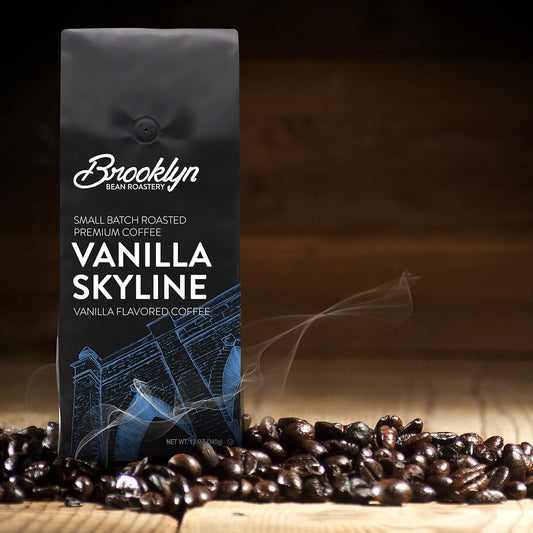 Brooklyn Beans Vanilla Skyline 100% Arabica Craft Roasted Ground Coffee, Vanilla Flavored, 12 Ounce Bag