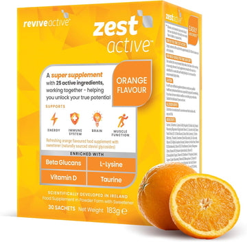 Zest Active Super Supplement Berry Burst - 25 Ingredients In One Daily Sachet - Everyday Boost Supports Energy, Immune System, Brain & Muscle Function - 30 Day Supply
