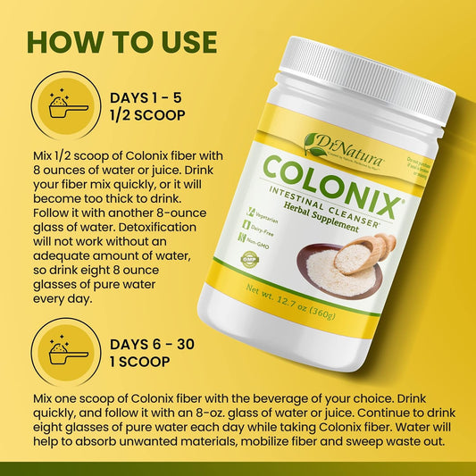 Colonix Intestinal Cleanser, All-Natural Daily Fiber, Colon Detox And Cleanse, Supports Healthy Colon, Intestines, Gut, 30 Day Serving, 12.7 Oz