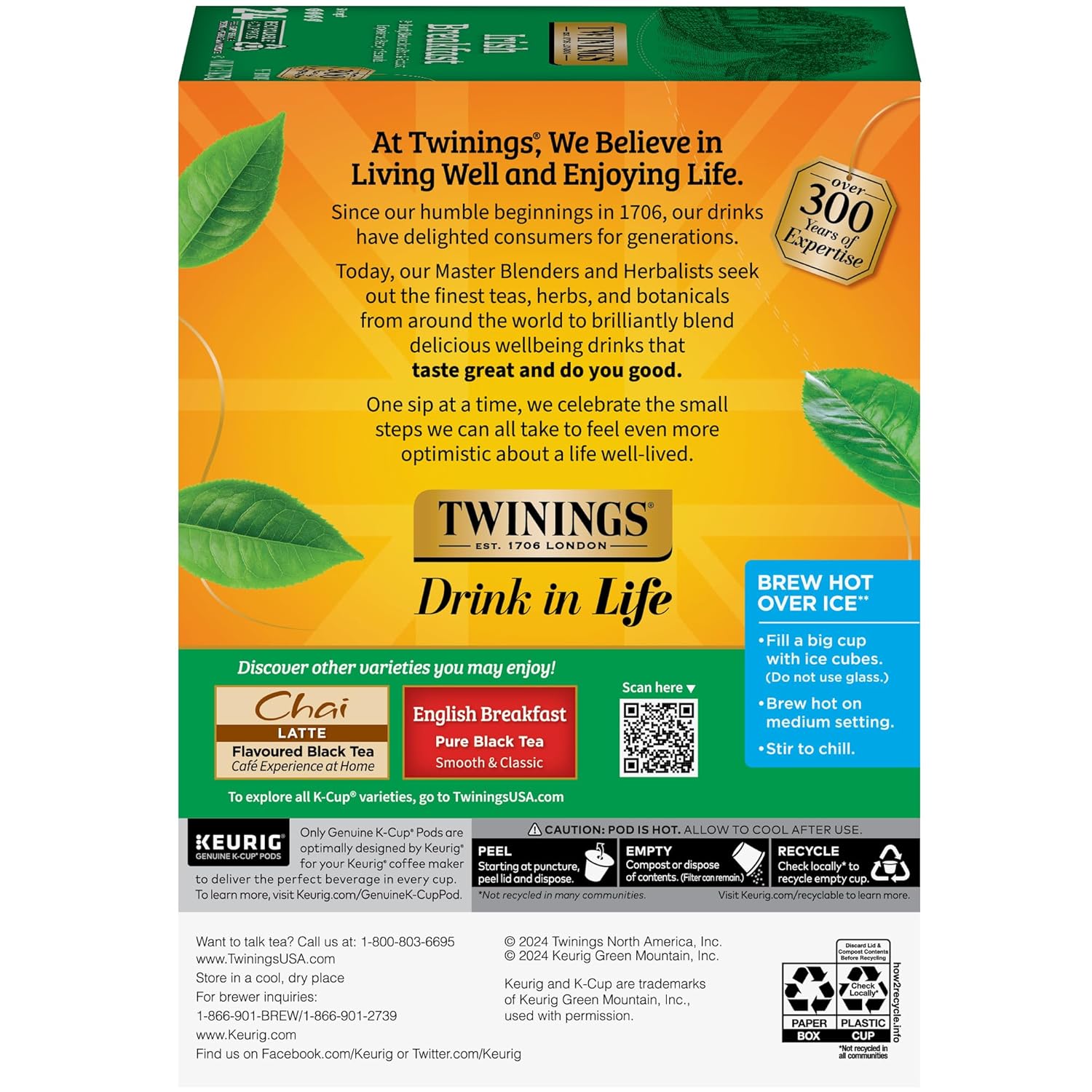 Twinings Irish Breakfast Black Tea K-Cup Pods For Keurig, 24 Count (Pack Of 1), Robust, Strong, Bold Flavour, Caffeinated, Enjoy Hot Or Iced | Packaging May Vary