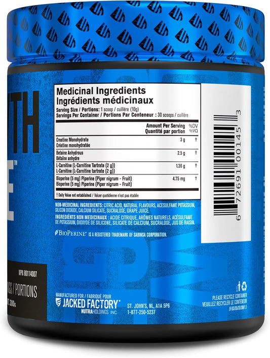 Jacked Factory Growth Surge Creatine Post Workout | Daily Muscle Builder & Recovery Supplement With Creatine Monohydrate, Betaine, L-Carnitine L-Tartrate - 30 Servings, Strawberry Lemonade