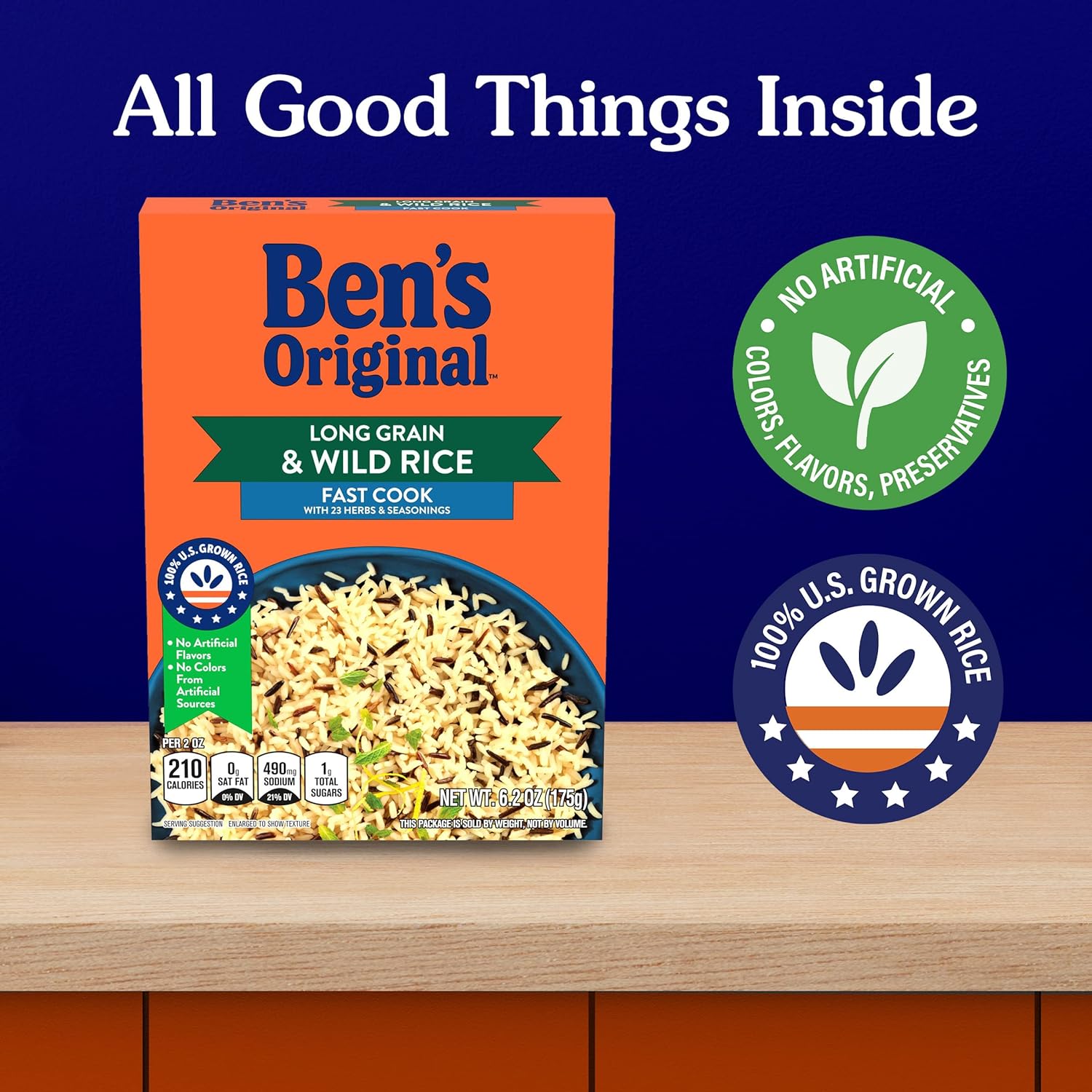 BEN'S ORIGINAL Long Grain Rice and Wild Rice, Fast Cook Rice, 6.2 OZ Box (Pack of 12) : Grocery & Gourmet Food